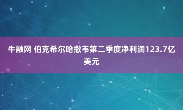 牛融网 伯克希尔哈撒韦第二季度净利润123.7亿美元