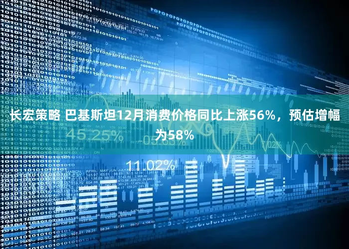 长宏策略 巴基斯坦12月消费价格同比上涨56%，预估增幅为58%